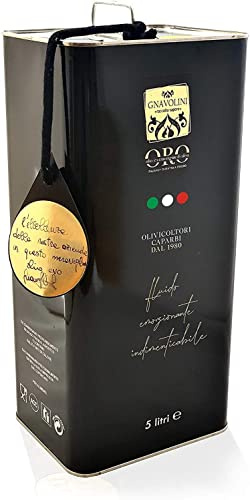 Huile d'olive extra vierge 100% ITALIENNE de Gnavolini Raccolta Sapore extraits à froid | Bidon de 5 litres | L'huile Evo pour l'excellence en cuisine ... (5 Litres)
