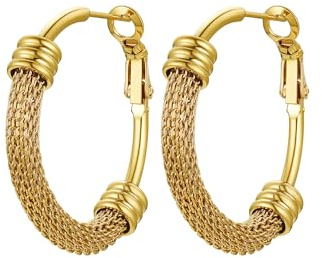 PROSTEEL Creolen edelstahl Damen Huggie Kreolen silber/gold/Schwarz Hoop Klappcreolen Ohrschmuck für Frauen Mädchen 25/30/40/60/70/80 mm Groß Kreis Ohrringe Accessoire