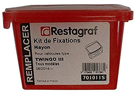 Restagraf - Kit de fijación para Puerta Trasera TWINGO III Todos los Modelos (06/2014 a 04/2019) - Ref. 701011S - Caja de 20 Piezas