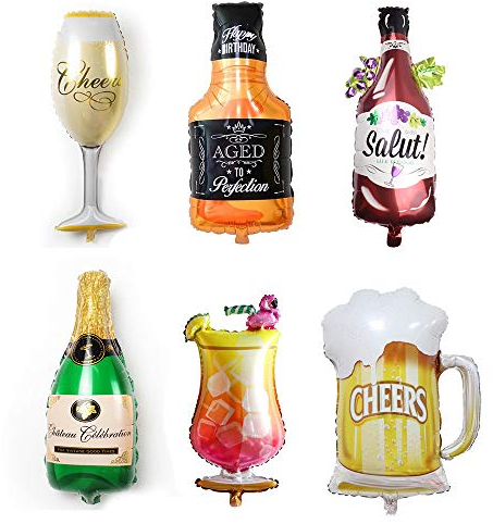6 Stück Bierflasche Ballon, Champagner Ballons Set, Wiederverwendbare Aufblasbare Aluminiumfolienballons, Nicht Leicht Zu Explodieren, für Summer Beach Party Hochzeit Geburtstag Braut Dekor Versorgung