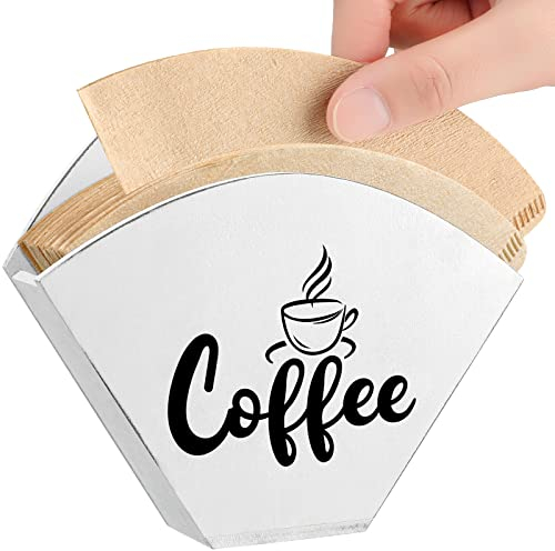 Yalikop Kaffeefilterhalter, Vintage-Stil, weißer Filter, Aufbewahrungsbehälter, Wandmontage, Kaffeefilter, Aufbewahrung, Kaffeepapierhalter, für quadratische kegelförmige und flache Boden-Pad-Filter