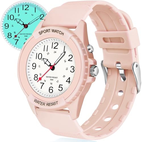 TENOCK Orologio Da Polso Sportivo Da Donna Analogico Al Quarzo 50 M Impermeabile Con Luce Notturna Per Abbinamenti Casual O Attività Sportive (Rosa)