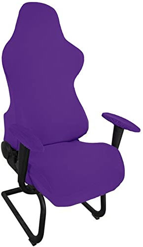 Highdi Fundas para Sillas de Juego, Universal Lavable Fundas Elasticas para Protectora de Sillas Ordenador para Oficina, Juegos, Reclinables, Cómodo Estilo de Carreras (One Size,Morado Oscuro)