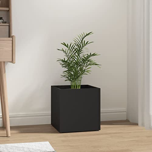 JUNZAI Pflanzgefäß Schwarz 40x40x40 cm Holzwerkstoff Blumentopf, Kräutertopf, übertopf, Flower Pots, Anzuchttöpfe, Pflanzkübel, Tomaten Kübel, 808793