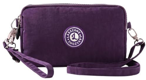 LassZone Women's Small Crossbody Bags Lightweight Nylon Cell Phone Purse Handbags 3 Layers Zipper Pockets Wristlet Wallet for Ladies Girls