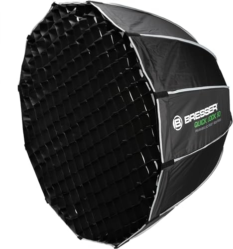 Bresser Boîte à lumière parabolique 90 cm avec système Quick Lock, Monture Bowens, diffuseurs, Grille nid d'abeille, Photo Portrait et Produit