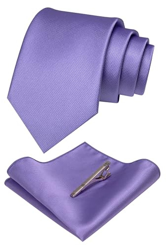 JEMYGINS Herren Hochzeit Krawatten und Einstecktuch krawattenklammer Set einfarbig