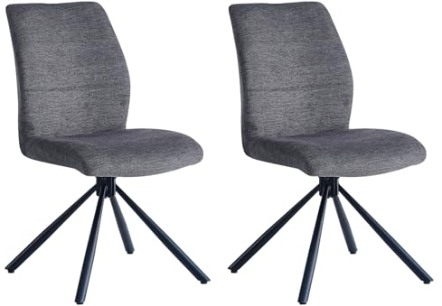 IDIMEX Esszimmerstuhl Taurus im praktischen 2er-Set, Besucherstuhl mit hochwertigem Stoffbezug in grau und stabilem schwarzen Metallgestell, Küchenstuhl im zeitlosen Design