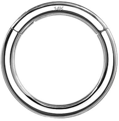 Piersando Piercing Ring Septum Nasenpiercing Nasenring Ohrpiercing Ohr Nase 585 Gold 14 Karat Universal Nasen Clicker Weißgold - 1,6mm x 8mm