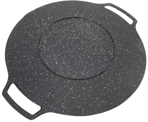 Piastra per griglia coreana, piastra rotonda in ghisa antiaderente per barbecue BBQ, padella in ghisa per barbecue, piastra per griglia rotonda per uso domestico e all'aperto (tipo a gas 36 cm)'