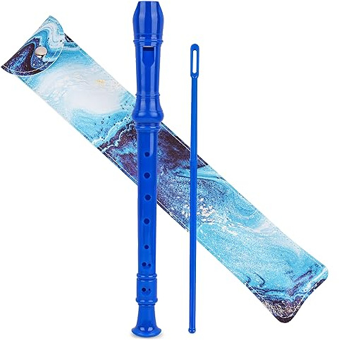 Czzmy Blockflöteninstrument für Anfänger, Kinder, Erwachsene, 8-Loch-Sopran-Blockflöte, Musikflöte mit Reinigungsstab und Lederetui für Schule, Studenten, Heimunterhaltung (2-blauer Treibsand)