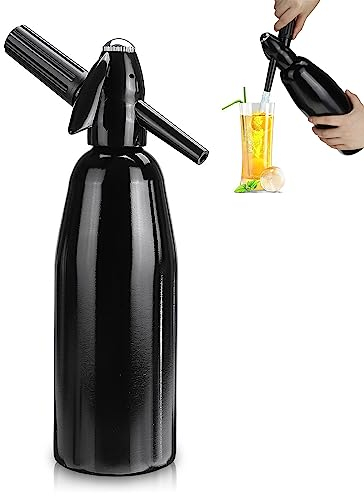 Soda Siphon, 1L Kohlensäurewasser Maschine, Seltzer Wasserbereiter, Tragbare Aluminium Sprudelwasserbereiter für Home Bar Herstellung Cocktails DIY Sprudelgetränke, Verwenden Sie 8 Gramm