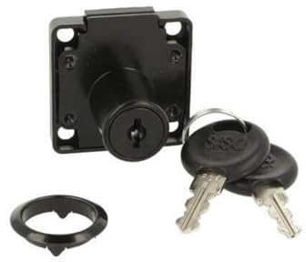 Gedotec Aufschraubschloss Metall | schwarz matt | 4 Stück | Kastenschloss inkl. Schüssel | RIM LOCK | Dornmaß: 25 mm | ø19x22mm | Verschiedenschließend - Schublade | zum Aufschrauben