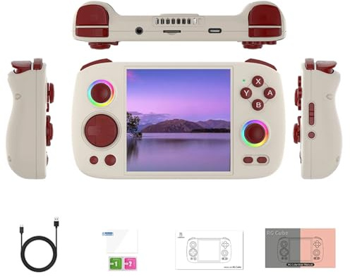 Meiurlex RG Cube Handheld Game Console with RGB lighting effect, 8+128G Android Unisoc T820 processor 3.95 Inch IPS Screen Arcade Gaming Support Bluetooth WIFI (No Games)