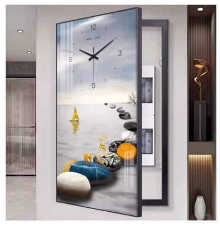 Abdeckung Des Unterbrecherkastens, Sicherungskasten Abdeckung Cabinet, Wand Montiert Verstecken Elektrische Panel Abdeckung Dekorativ, Dekorative Malerei Von Elektrizitätszähler Mit Uhr(C,50x70cm)