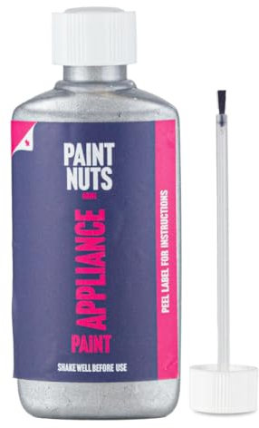 Paintnuts 50ml Appliance Touch-Up Paint for Kitchen & Bathroom – Quick Drying Repair Bottle & Brush – Ideal for Radiators, Showers, Fridges, Ovens, Sinks, Chips & Scratches - Metallic Silver - Matt