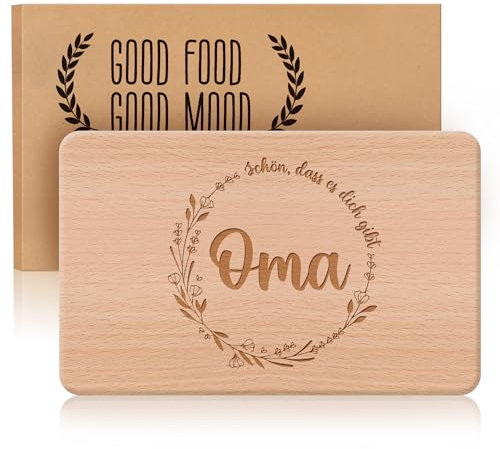 Oma Frühstücksteller | Geschenk für Oma | Gravierter Brotzeitteller | Kranz Design | Ideal für Geburtstage | Ein Aufmerksames Geschenk