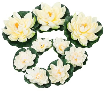 Ciieeo 9 Stücke Künstliche Lotusblumen Ornament Für Innen- Und Außenbereich Simulation Seerosen Dekoration Weiß Wetterfeste Outdoor Blumen