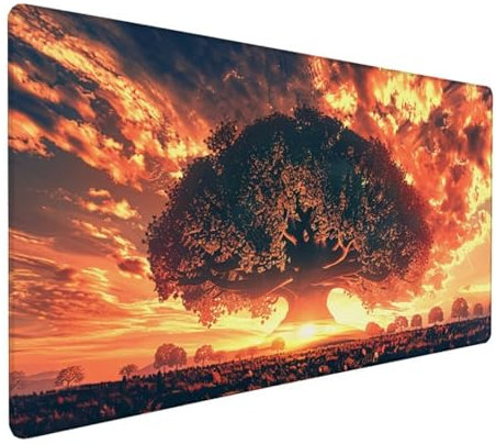 Gelb Mousepad XXL 600 x 400 x 3 mm, Groß Gaming Mauspad Landschaft Muster, Schreibtischunterlage rutschfeste Gummibasis, Wasserfest Mouse Pad Vernähte Kanten, Büro Deko, Geschenke für Frauen Z-700