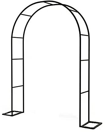 Wrought Iron Arch Flower Stand for Rose Climbing Plants Garden Wedding Pavilion Support Frame Black (180cm)
