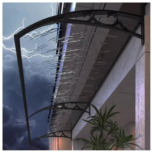 Grondaie Domestiche Tettoia Tettoia da Esterno con Pannelli in PC Tettoia Per Porta D'ingresso Tettoia Silenziosa Tettoia a Staffa in Alluminio Tende da Sole Per Porte E Finestre(Clear,80*200cm)