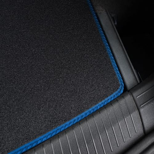 Blue Trim Carpet Boot Liner Compatible with Ford Kuga (2019+) Tailored Fit Carpet 550gsm Protector Boot Mat, Anti-Slip, Durable and Water-Resistant Easy Clean Custom Fit Dog Friendly