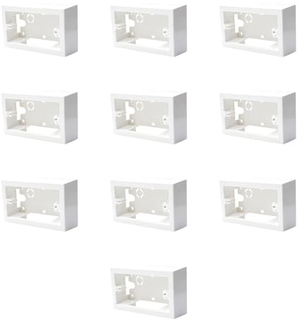 Confezione da 10 scatole 504 esterna, da parete, 4 moduli/posti, colore bianco, universale, compatibile con tutte le serie civili, per prese, interruttori, sensori, montaggio esterno