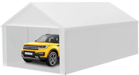 LILIIN 4x8 m garage per tende, resistente all'inverno, stabile, tetto in polietilene (170 g/m²), per auto, SUV e camion, copertura UV, come tenda di stoccaggio