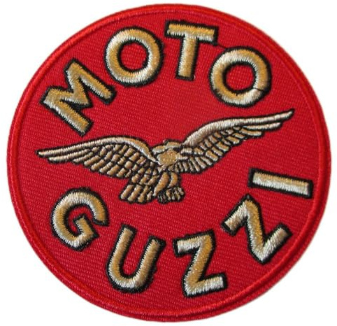 hotrodspirit patch moto guzzi logo rond rouge et beige 7 cm logo thermocollant ecusson