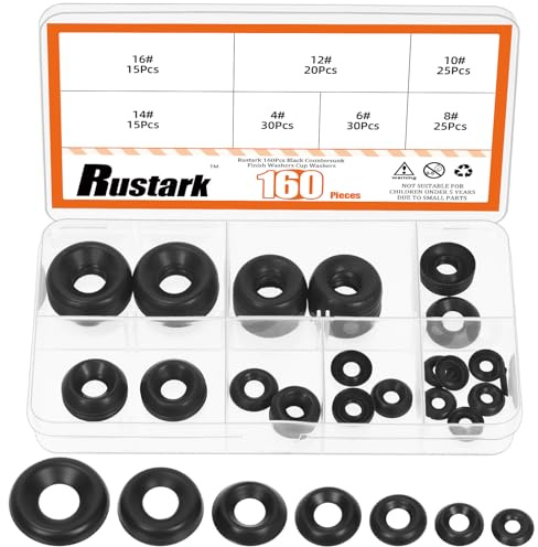 Rustark Guarnizione Fisheye in acciaio inox conica Fisheye guarnizione ciotola tipo rondella conica (nero)