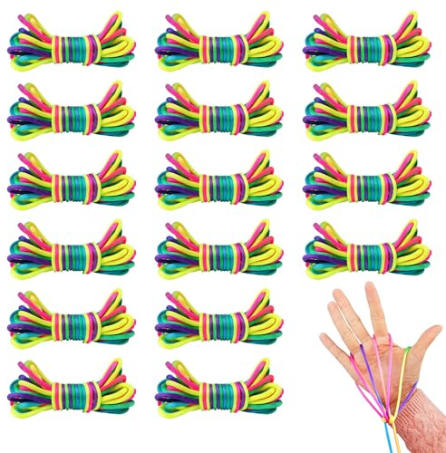 GETRICH 20 Stück Fingertwist, 160cm Fadenspiel, Finger Twist, Regenbogen | Fadenspiele für Kinder, Fadenspiel Fingerspiel Rainbow Rope Ideal Als Kleines Geschenk für Jungen Mädchen