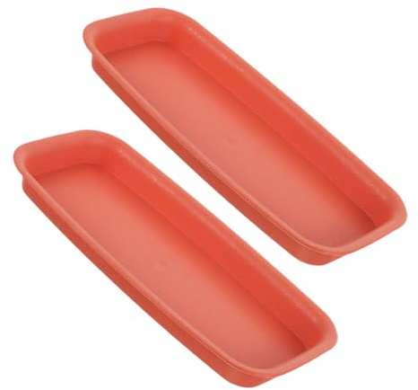 BESTonZON Lot de 2 Plateaux Rectangulaires pour Plantes D'intérieur et Extérieur, Bac Récupérateur d'eau en Plastique Brique Rouge 200x100 Mm, Soucoupes Anti-Fuite pour Pots de Fleurs et Jardinières