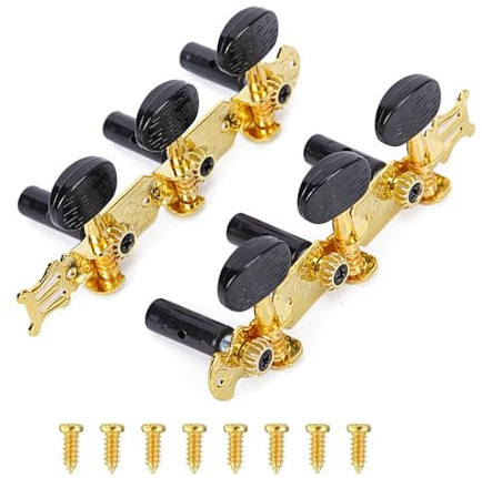 Classical Guitar String Tuning Pegs Guitar Machine Heads Set 3L 3R Tuning Keys Tuners with Mounting Screws for Classical Guitar Musical Instrument Accessories (Black)