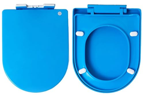 Sedile WC colorato a forma di D, con cerniera regolabile, coperchio con fissaggio dall'alto, design ergonomico e spesso, per il bagno di famiglia, facile da installare e pulire