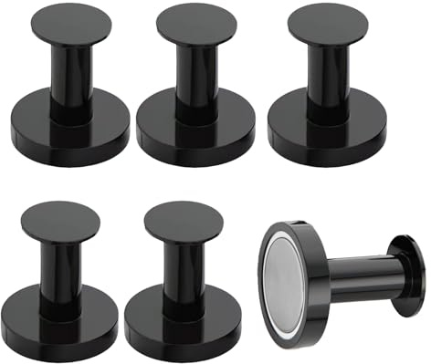 DingDingGo Strong Magnetic Coat Hooks: 36mm Strong Magnet Hook 70lbs,Neodymium 52 Rare Earth Magnets,Set of 6 Black Magnet Hooks for Cruise,Refrigerator,Locker
