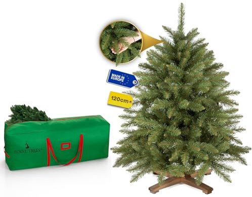 Árbol de Navidad artificial ROYAL TREES de 120 cm – Abeto escandinavo artificial, árbol de Navidad denso con 316 puntas, abeto natural pequeño incl. soporte de madera estable y bolsa de almacenamiento
