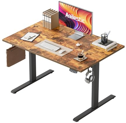 Agilestic Höhenverstellbarer Schreibtisch 120 x 80 cm | Schreibtisch höhenverstellbar elektrisch, 2 Speicherplätze, Stehschreibtisch, Computertisch für Homeoffice, Braun