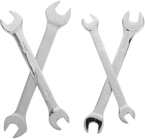 VILLFUL 4 pièces Clé à Fourche Double Tête Ultra-fine Chrome-vanadium pour Réparation Automobile et Assemblage Meubles avec Manche Long pour Accès Espaces Étroits