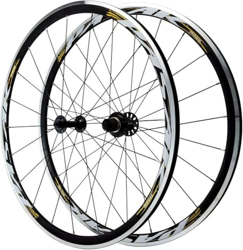 700C Rennrad-Laufradsatz Mit AC/V/Felgenbremse, 30 Mm Doppelwandfelgen for 8-, 9-, 10-, 11- Und 12-Fach Naben, 100/130 Schnellspannnabe, Gold(Gold)