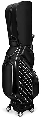 Golfbag, med 4 hjul, for män och kvinnor, lätt att bära, bekväm tillgänglig(Black)
