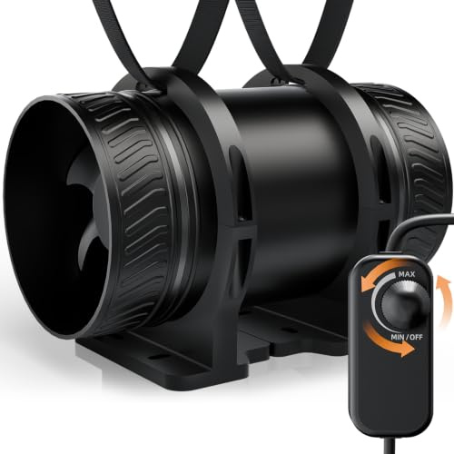 MOCINE Ventilador de conducto 100 mm regulable, 310 m³/h | Extractor en línea Con base de montaje y correa de fijación, ventilador silencioso para baño, sótano, ático, cultivo indoor