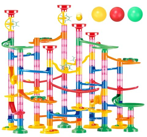 Jeu de Construction Circuit à Billes 133 Pièces - Jouet Éducatif STEM avec Pièces Transparentes, pour Enfant de 4 à 8 Ans et Plus, Idée Cadeau Créatif