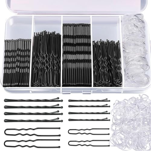 300 Pièces Epingle a Cheveux Femme,Pince Chignon U Epingle à Cheveux,Hair Clip,Bandes de Cheveux Transparentes(Noir) | Bandeaux de cheveux transparents pour filles, accessoires de coiffure pour femmes, noir