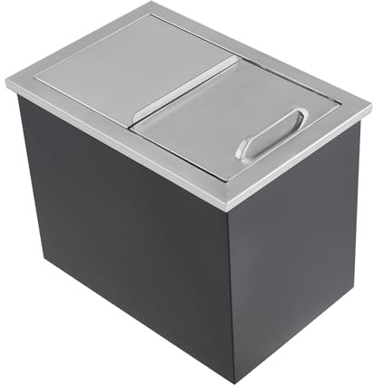 RBFGYIOP Grandezza Capacità Isolata - Ghiacciaia Incasso Acciaio Inox 304 - Coperchio Scorrevole, Tubo Scarico, Ideale per Cucina Esterna, BBQ, Bar - Nero e Argento - 68.58cm×45.72cm×53.34cm