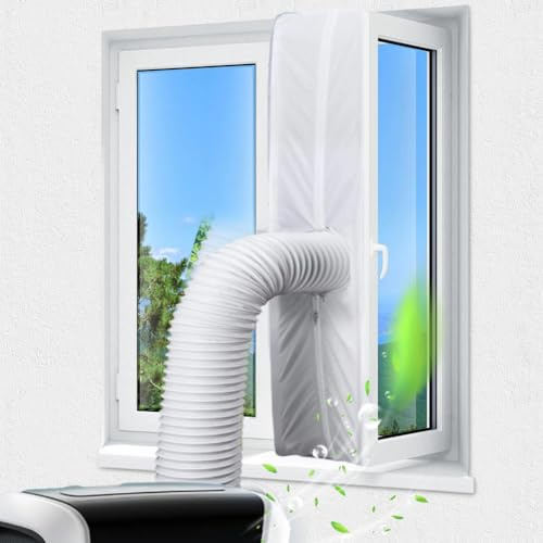 Klimaanlage Fensterabdichtung 4 m, Fensterdichtung für Klimaanlagen, Fensterabdichtung für Mobile Klimageräte, Selbstklebend, für 1 oder 2 Abluftschläuche, Klimaanlage Abdichtung, für Fenster (4m)
