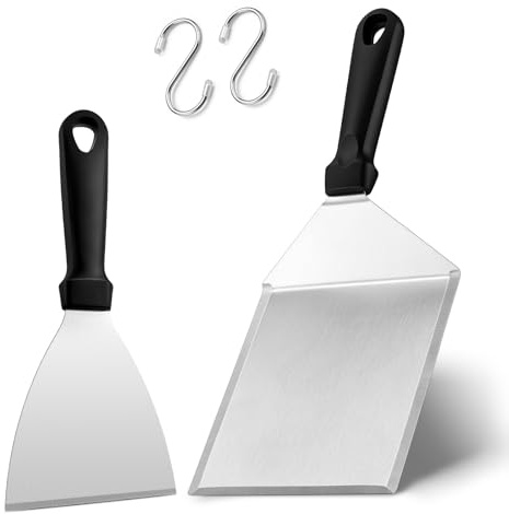 Homikit Grillspatel set, 2 stycken rostfritt stål Plancha spatel grillspade