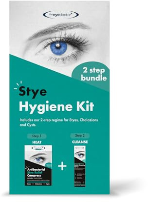 Eye Doctor Stye Kit, Heated Eye Compress and Hypochlorous Acid Lid Spray | Two Step Relief for Styes, Chalazion, Eyelid Cysts and Swollen Lids, Antibacterial Microwavable Compress, Daily Lid Hygiene