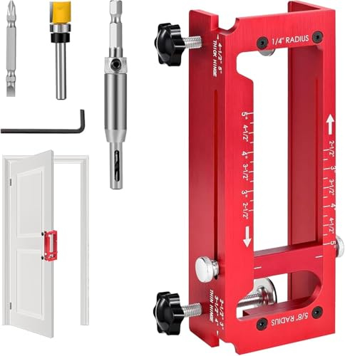 OKSTENCK Door Hinge Jig,Metal Door Hinge Installation Template Set,Suitable for Installing Hinges with A Length of 2.5 to 5 Inches,and A Radius of 5/8 Inch Or 1/4 Inch,As Well As Square-Shaped Hinges