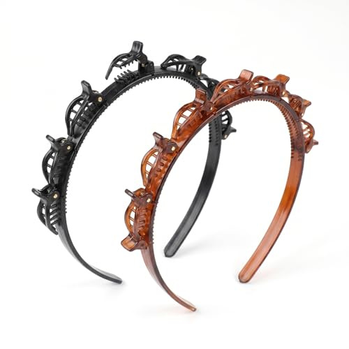YAOYYG 2 Piezas Diadema con Pinzas, Horquilla de Doble Flequillo
