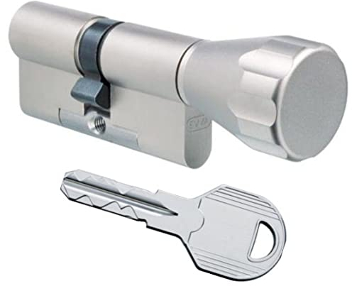 EVVA ICS Hochsicherheits-Knaufzylinder mit 10 Schlüssel, Länge (a/b) 71/K41mm (c=112mm) K=Knaufseite, mit speziellem Bohr-u. Ziehschutz KZS, modulare Bauweise SYMO